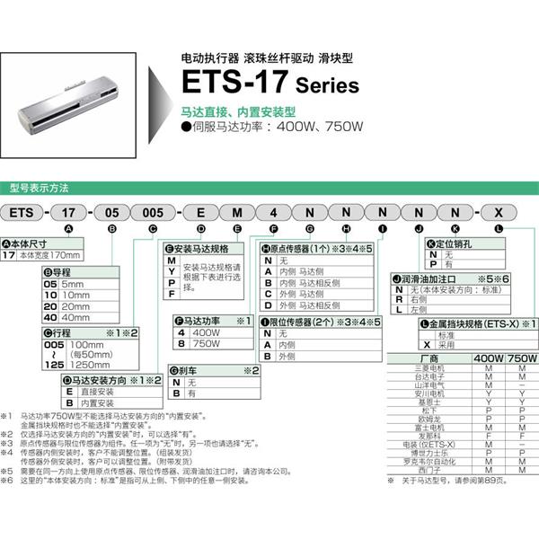 CKD喜開理電動執(zhí)行器（無馬達型）滑塊型ETS-17-20015-EM4NNNNN