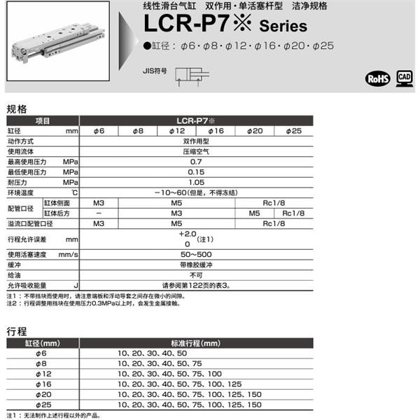 CKD喜開理線性滑臺氣缸LCR-8-10-F2H1-R-S506DTP72