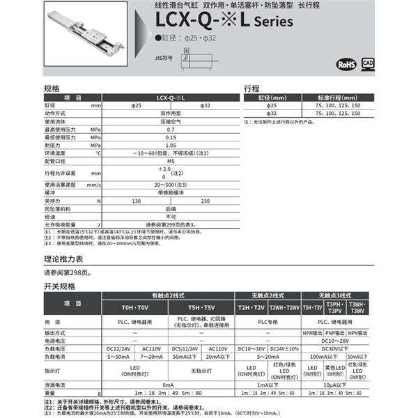 CKD喜開理線性滑臺(tái)氣缸LCX-Q-25L-100-T2H-R-S1T
