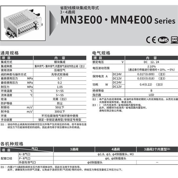 CKD喜開理PLC對應(yīng)型模塊集成閥MN4E0077S0-CXN-R-MT6G1D2E-5-3